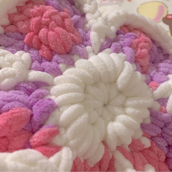 Crochet Pink, Purple and White Flower Design Bag - Picture 15 of 16